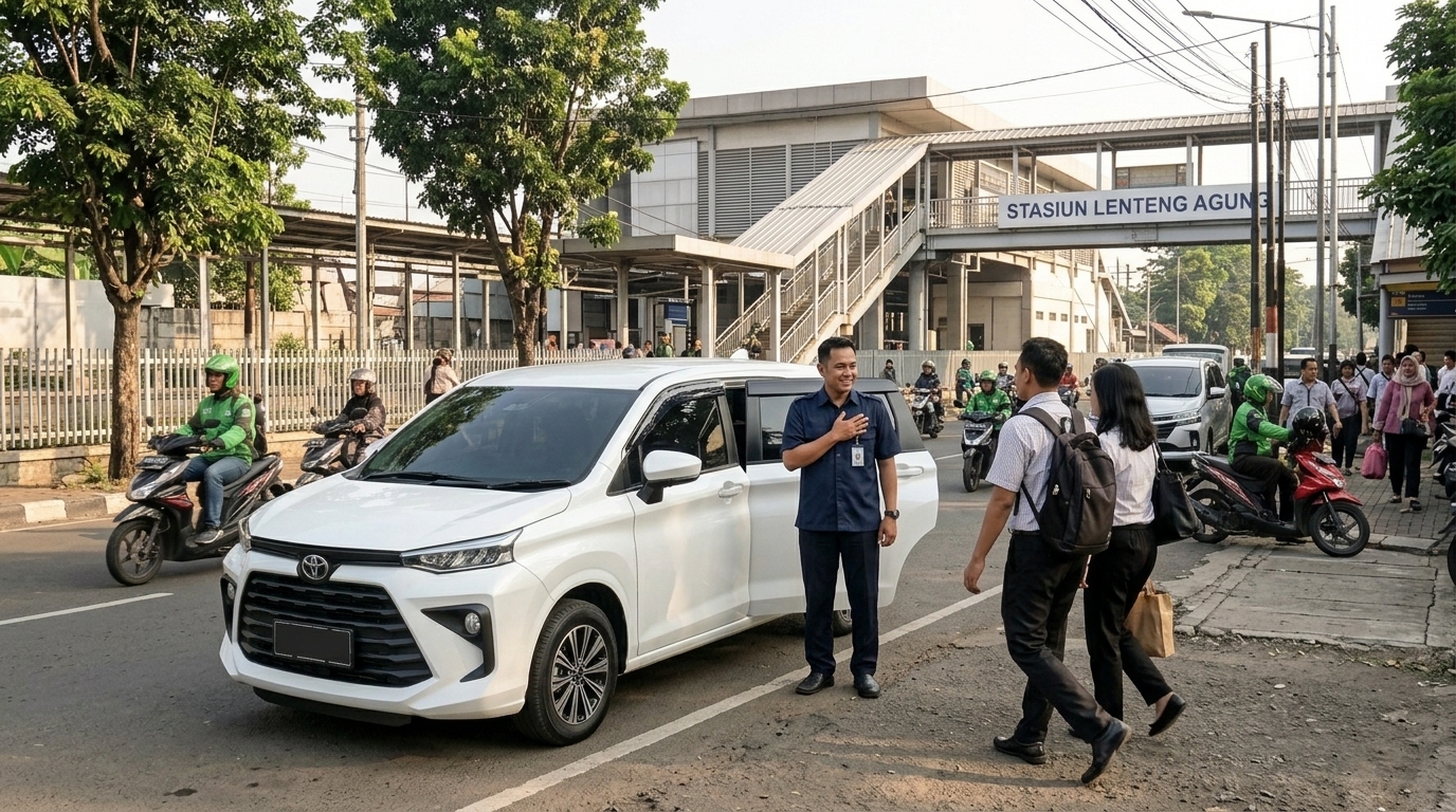 rental mobil Lenteng Agung dengan sopir di depan Stasiun Lenteng Agung