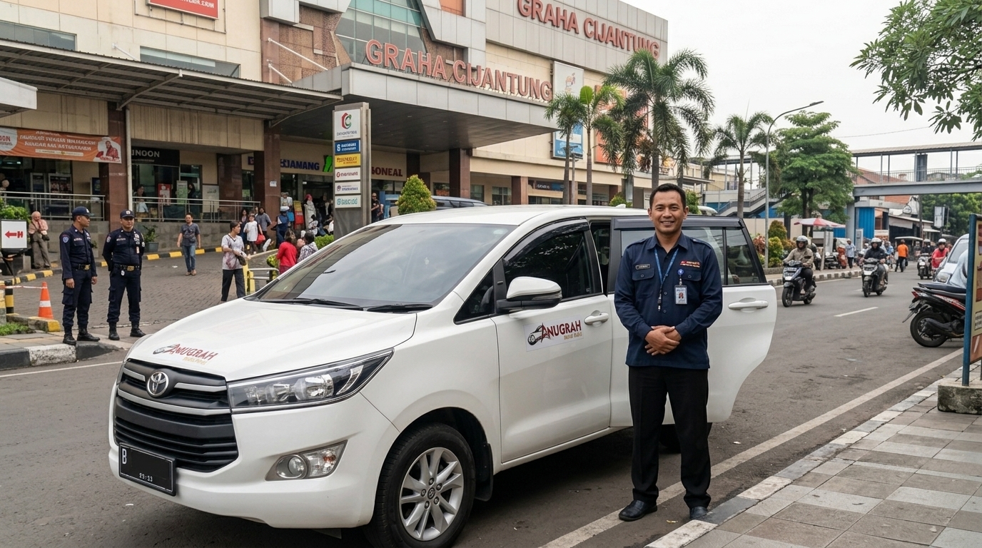 rental mobil Cijantung dengan sopir profesional di depan Cijantung Mall