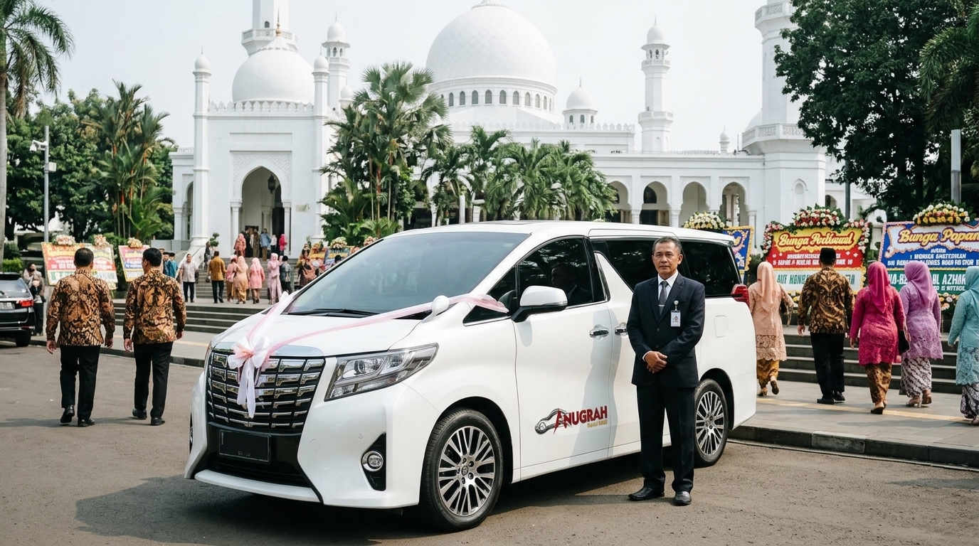 persewaan mobil Cipete Utara untuk wedding car Alphard di Masjid Agung Al-Azhar