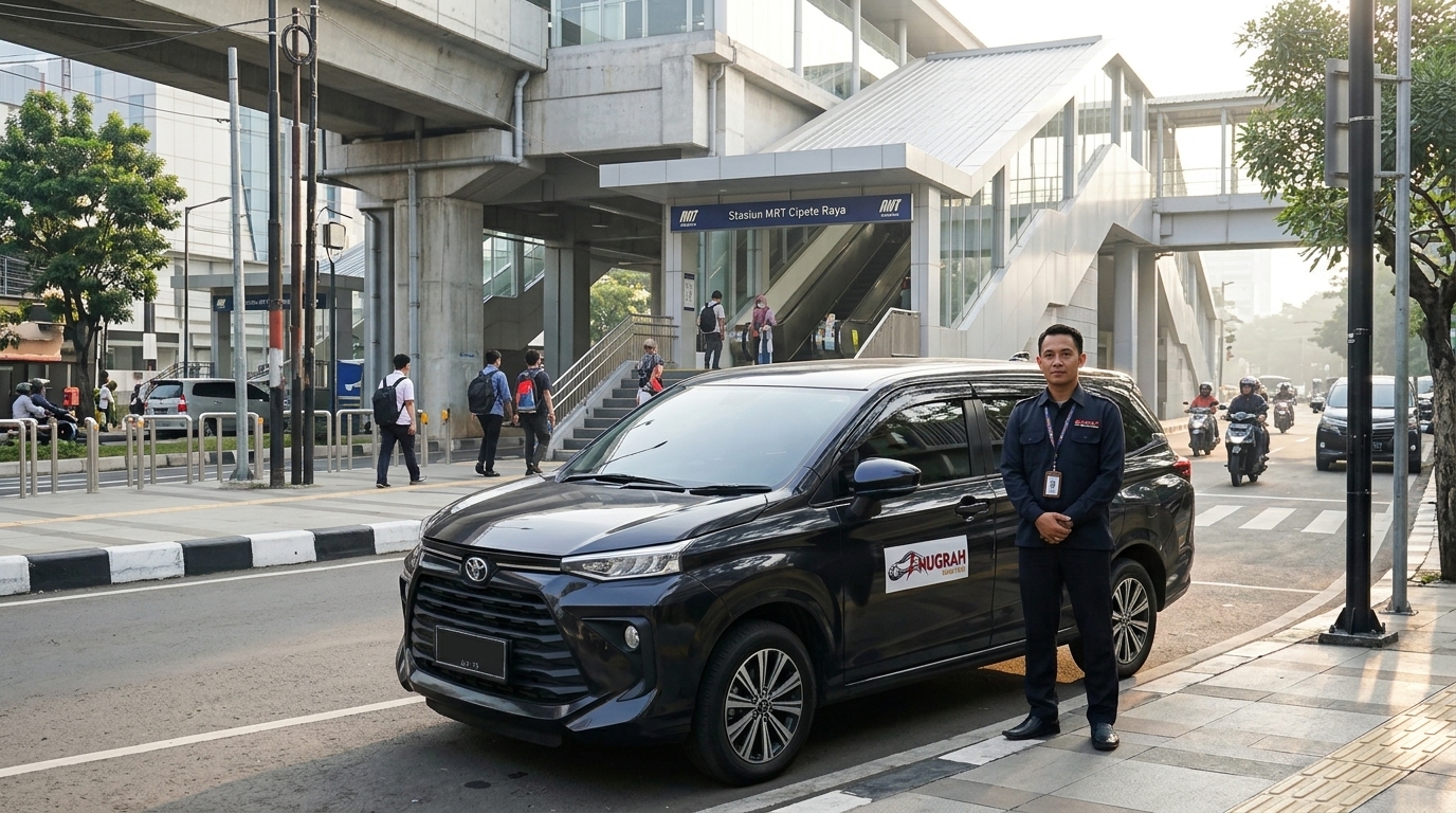rental mobil Cipete Utara dengan sopir di depan Stasiun MRT Cipete Raya